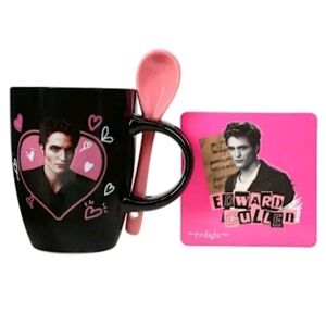 Twilight Edward Cullen Ceramic Mug Coaster Set Movie Poster Print Tea Coffee Cup
